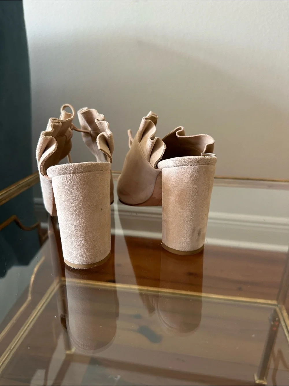 Antonio Milani Women’s Suede Lace-Up Heels in Beige